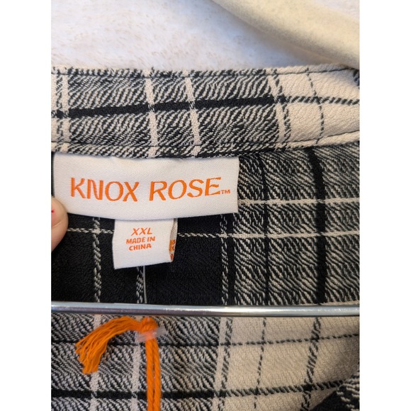 Knox Rose XXL Ebony Plaid Long Sleeve Button Front Boho Dress NWT - Picture 6 of 10